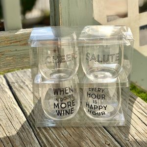 NEW Set of 4 Stemless Wine Glasses